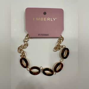 Emberly Gold and Brown Oval Necklace